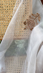 将图像加载到图库查看器中, Women's Lucknowi Handcrafted Pure Organza Silk Chikankari SAREE - HONC0270079