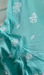 Load image into Gallery viewer, Women's Lucknowi Handcrafted Kota Cotton Chikankari Unstitched Kurta And Dupatta Set - HONC0340084