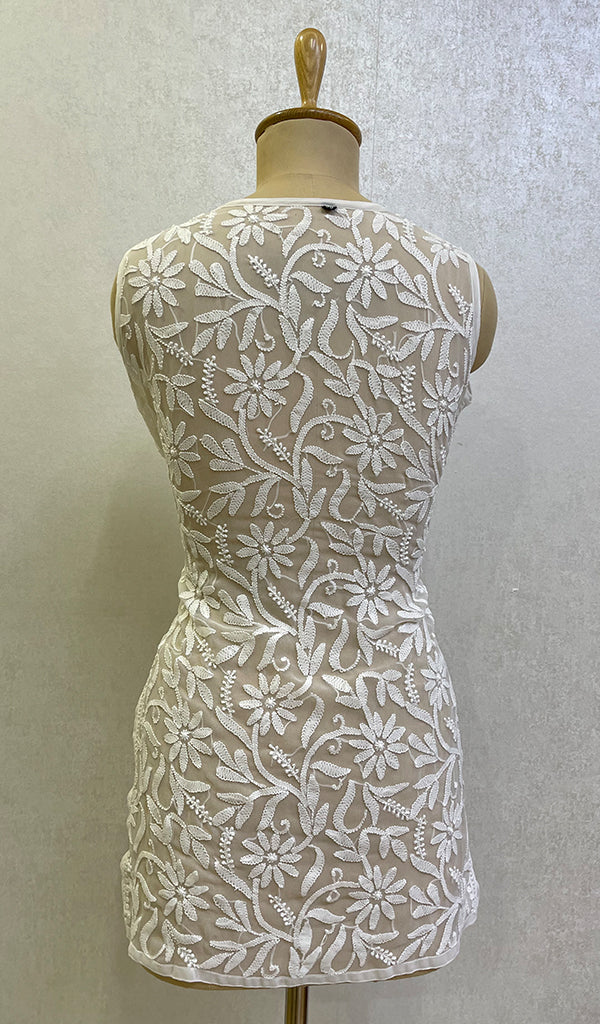 Women's Lucknowi Handcrafted Faux-Georgette Chikankari Top - HONC0140467