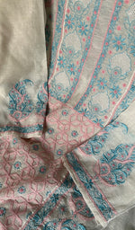 将图像加载到图库查看器中, Women's Lakhnavi Handcrafted Linen Cotton Semi -Stitched Kurta And Dupatta Set - HONC0269953