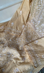 Load image into Gallery viewer, Women's Lakhnavi Handcrafted Mul Chanderi Semi - Stitched Kurta And Dupatta Set - HONC0295396