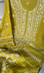 Load image into Gallery viewer, Women's Lakhnavi Handcrafted Mul Chanderi Semi - Stitched Kurta And Dupatta Set - HONC0304193