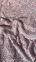 Load image into Gallery viewer, Women's Lakhnavi Handcrafted Pure Silk Georgette Chikankari Suit Material - HONC0187291
