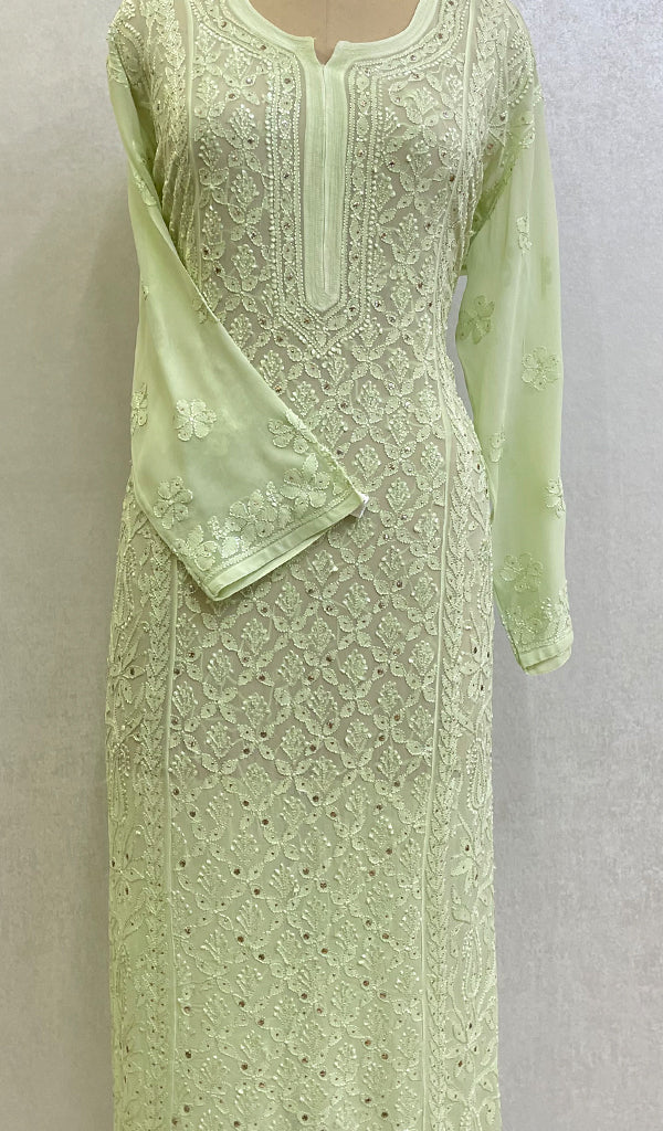Women's Lakhnavi Handcrafted Viscose Georgette Chikankari Kurti- HONC0139804