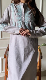 将图像加载到图库查看器中, Enayat Women's Lakhnavi Handcrafted Cotton Chikankari Oversized Kurta And Pant Set - HONC0297450