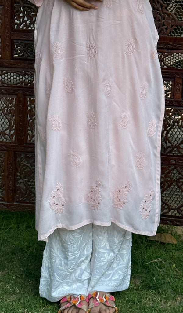 Women's Lucknowi Handcrafted Modal Cotton Chikankari Kurti - HONC0225836
