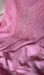 Load image into Gallery viewer, Women's Lucknowi Handcrafted Chanderi Silk Chikankari Full Suit Material - HONC0260947