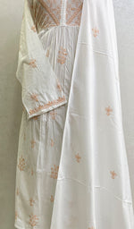 Load image into Gallery viewer, Adrita Women's Lakhnavi Handcrafted Cotton Chikankari Semi Stitched Kurta And Dupatta Set- HONC0152349