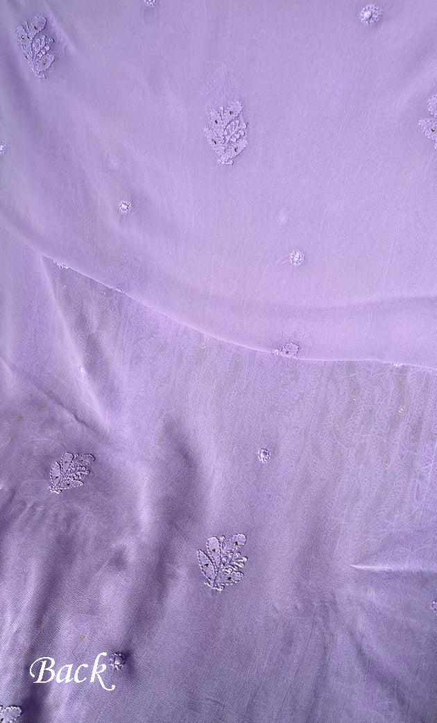 Women's Lakhnavi Handcrafted Viscose Georgette Chikankari Kurti Fabric - HONC0207167