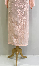 Load image into Gallery viewer, Women's Lakhnavi Handcrafted Viscose Georgette Chikankari Kurti- HONC0170652