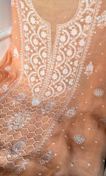 Load image into Gallery viewer, Women's Lakhnavi Handcrafted Unstitched Mul Chanderi Kurta And Dupatta Set - HONC0321794