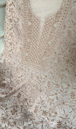 Load image into Gallery viewer, Women's Lakhnavi Handcrafted Mul Chanderi Unstitched Chikankari Full Suit - HONC0334730