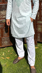 Load image into Gallery viewer, Men's Lucknowi Handcrafted Cotton Chikankari Kurta - HONC0329873