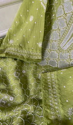 Load image into Gallery viewer, Women's Lakhnavi Handcrafted Mul Chanderi Unstitched Kurta And Dupatta Set - HONC0353062