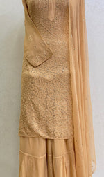 Load image into Gallery viewer, Women's Lucknowi Handcrafted Viscose Georgette Chikankari Kurta Gharara With Dupatta Set -HONC0132910