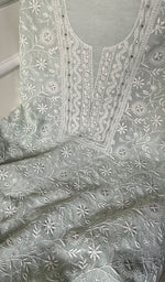 Load image into Gallery viewer, Women's Lucknowi Handcrafted Mul Chanderi Chikankari Kurta Dupatta Set- HONC0257324