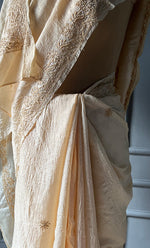 Load image into Gallery viewer, Women's Lakhnavi Handcrafted Tussar Silk Chikankari Saree - HONC0284146