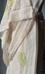 Load image into Gallery viewer, Women's Lakhnavi Handcrafted Tissue Chanderi Chikankari Saree - HONC0260907