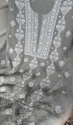 Load image into Gallery viewer, Women's Lakhnavi Handcrafted Mul Chanderi Unstitched Kurta And Dupatta Set - HONC0374454