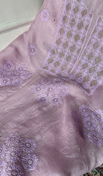 Load image into Gallery viewer, Sneha Women's Lakhnavi Handcrafted Pure Organza Chikankari Unstitched Kurta And Dupatta Set- HONC0351776