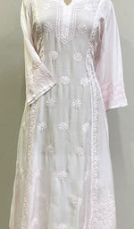 Load image into Gallery viewer, Women's Lucknowi Handcrafted Muslin Chikankari Kurti - HONC0204800