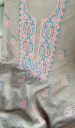 Load image into Gallery viewer, Zoha Women's Lakhnavi Handcrafted Mul Chanderi Unstitched Kurta And Dupatta Set- HONC0365499