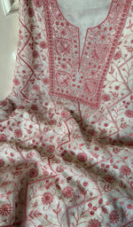 将图像加载到图库查看器中, Women's Lakhnavi Handcrafted Pure Organza Chikankari Unstitched Kurta And Dupatta Set- HONC0271903
