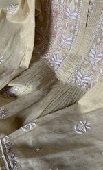Load image into Gallery viewer, Women's Lakhnavi Handcrafted Tissue Chanderi Semi - stitched Kurta And Dupatta Set - HONC0297195