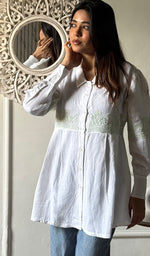 Load image into Gallery viewer, Mahika Women's Lucknowi Handcrafted Slub Cotton Chikankari Shirt - HONC0344220