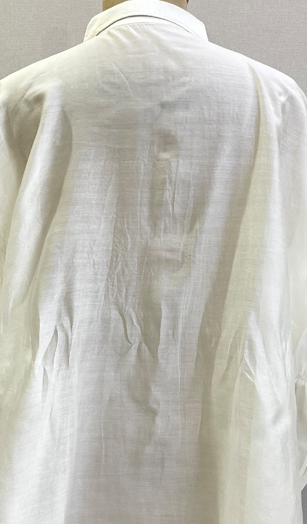 Fiza Women's Lakhnavi Handcrafted Chanderi Silk Semi- Stiched Chikankari Top - HONC0185366