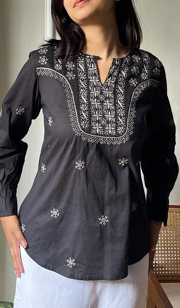 Nasrin Women's Lucknowi Handcrafted Cotton Chikankari Top - HONC0276620