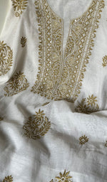 将图像加载到图库查看器中, Women's Lakhnavi Handcrafted Mul Chanderi Unstitched Kurta And Dupatta Set - HONC0248430