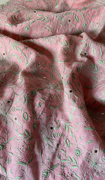 Load image into Gallery viewer, Women's Lakhnavi Handcrafted Mul Chanderi Chikankari Semi - Stitched Kurta Dupatta Set - HONC0232315