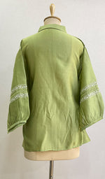 Load image into Gallery viewer, Fiza Women's Lakhnavi Handcrafted Chanderi Silk Semi- Stiched Chikankari Top - HONC0192134