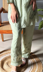 Load image into Gallery viewer, Rashida Women's Lakhnavi Handcrafted Muslin Chikankari Kurta And Pant Set - HONC0300573