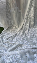 Load image into Gallery viewer, Women's Lakhnavi Handcrafted Viscose Georgette Chikankari Saree - HONC0208447