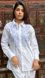 Load image into Gallery viewer, Women's Lakhnavi Handcrafted Cotton Chikankari Top And Palazzo Set - HONC0267510