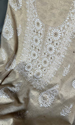 将图像加载到图库查看器中, Women's Lakhnavi Handcrafted Tissue Chanderi Unstitched Kurta And Dupatta Set - HONC0267158