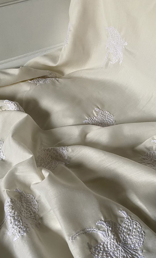 Women's Lakhnavi Handcrafted Unstitched Cotton Chikankari Suit Material - HONC0317002