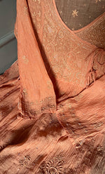 Load image into Gallery viewer, Aaliyah Women's Lakhnavi Handcrafted Mul Chanderi Semi - Stitched Angrakha And Dupatta Set - HONC0277639