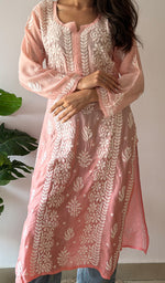 Load image into Gallery viewer, Women's Lakhnavi Handcrafted Muslin Chikankari Kurti - HONC0358944