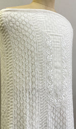 将图像加载到图库查看器中, Lucknowi Handcrafted Pure Georgette Chikankari Unstitched Men's Kurta Fabric - HONC0160776