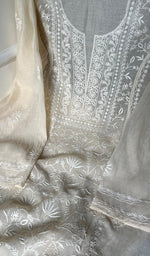 将图像加载到图库查看器中, Women's Lakhnavi Handcrafted Mul Chanderi Semi - Stitched Kurta And Dupatta Set - HONC0269240