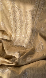 将图像加载到图库查看器中, Women's Lakhnavi Handcrafted Tissue Chanderi Unstitched Kurta And Dupatta Set - HONC0282348