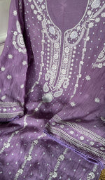 将图像加载到图库查看器中, Hana Women's Lakhnavi Handcrafted Mul Chanderi Semi - Stitched Kurta And Dupatta Set - HONC0290063