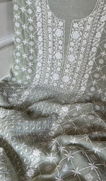 Load image into Gallery viewer, Women's Lakhnavi Handcrafted Mul Chanderi Unstitched Kurta And Dupatta Set - HONC0298042