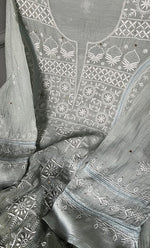 Load image into Gallery viewer, Women's Lakhnavi Handcrafted Mul Chanderi Semi - Stitched Kurta And Dupatta Set - HONC0284748