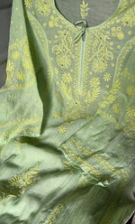 Load image into Gallery viewer, Women's Lakhnavi Handcrafted Mul Chanderi Semi - Stitched Anarkali And Dupatta Set - HONC0282400