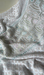 Load image into Gallery viewer, Women's Lucknowi Handcrafted Viscose Georgette Unstitched Chikankari Kurta And Dupatta Set - HONC0271321