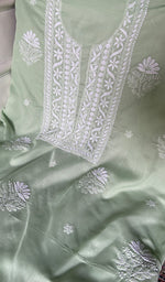 将图像加载到图库查看器中, Women's Lakhnavi Handcrafted Cotton Chikankari Unstitched Kurti Fabric - HONC0368476